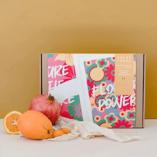 Coffret peinture au numéro Flower power jaune