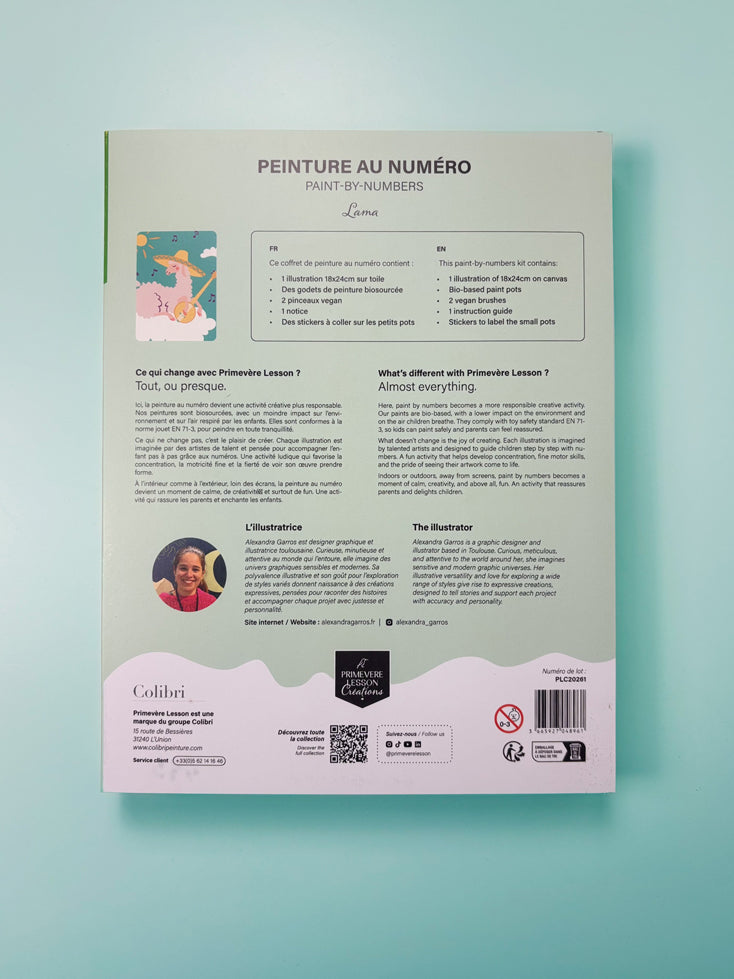 Lama par Alexandra Garros - Coffret peinture au numéro Primevère Lesson Créations