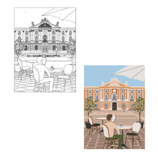 Toulouse par Julie Autha - Coffret peinture au numéro Primevère Lesson Créations