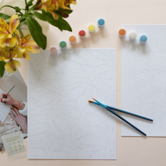 Fleurs multico - Coffret peinture au numéro Salut Irène