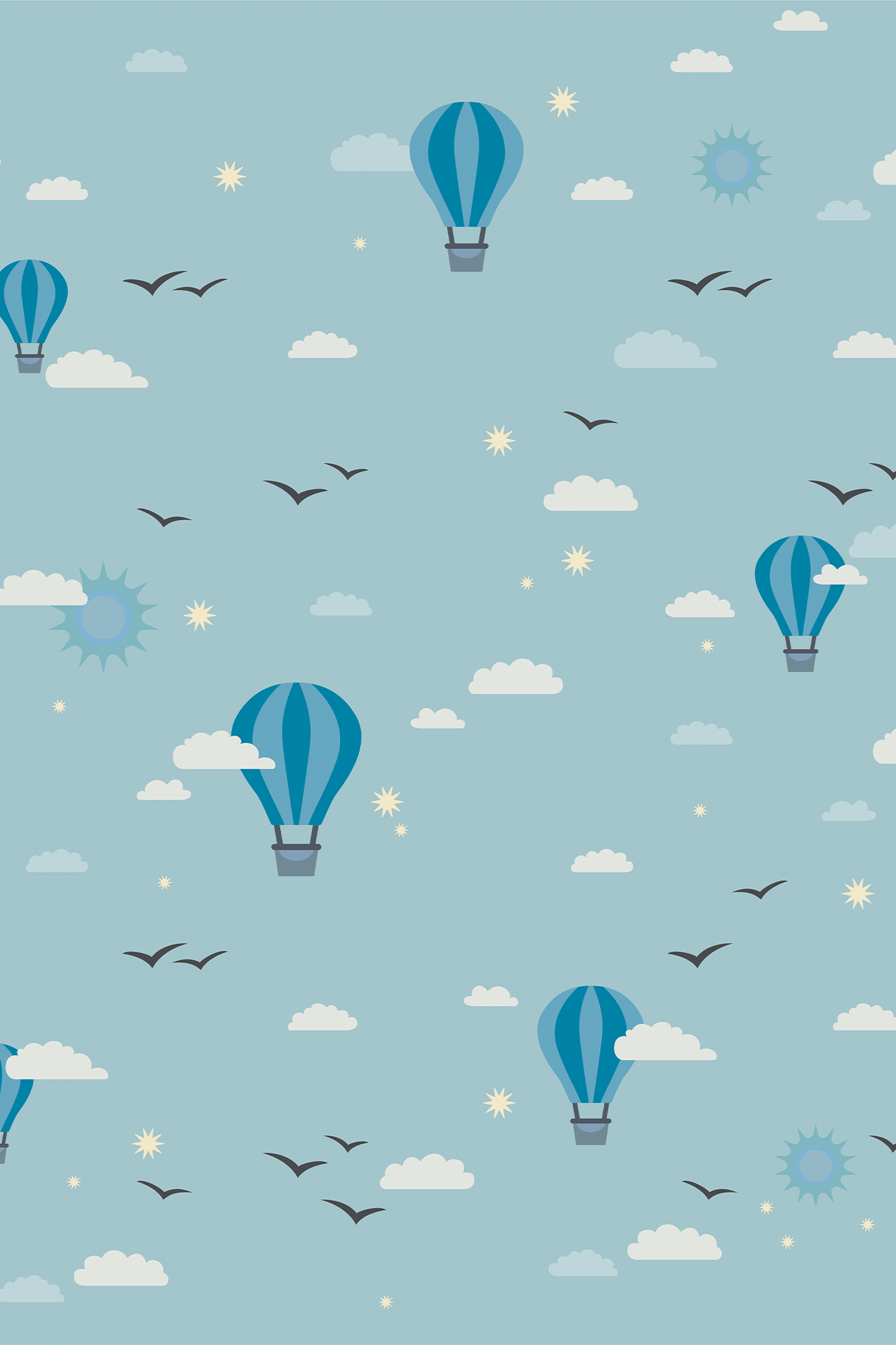 Montgolfières - Papier peint écologique enfant