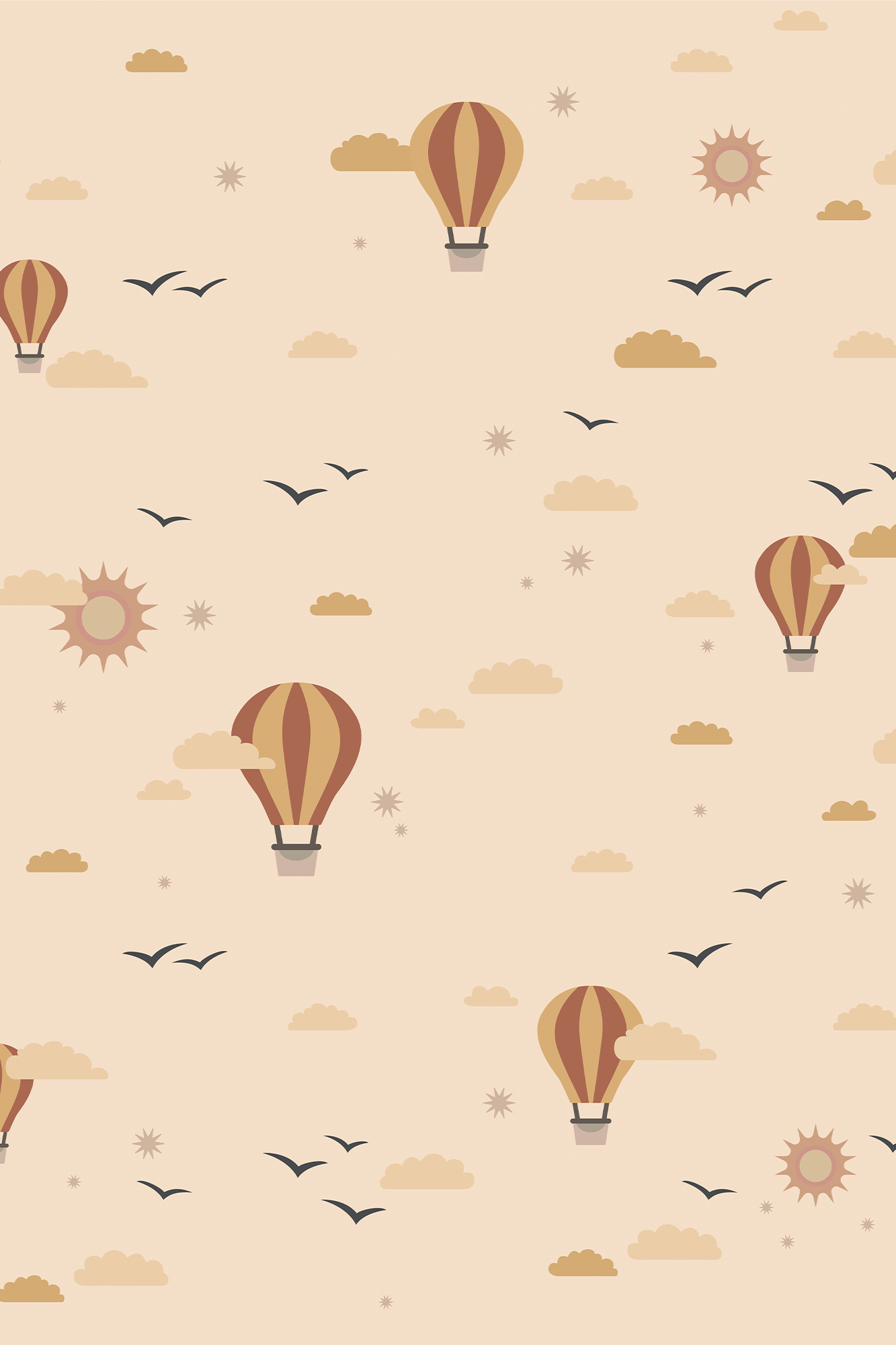 Montgolfières - Papier peint écologique enfant