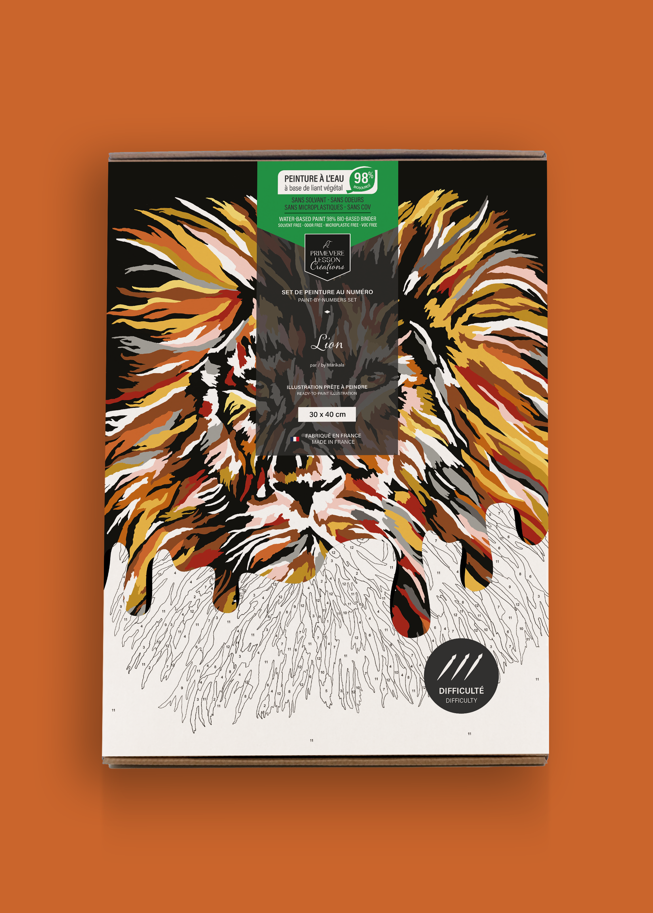 Lion par Marikala - Coffret peinture au numéro Primevère Lesson Créations