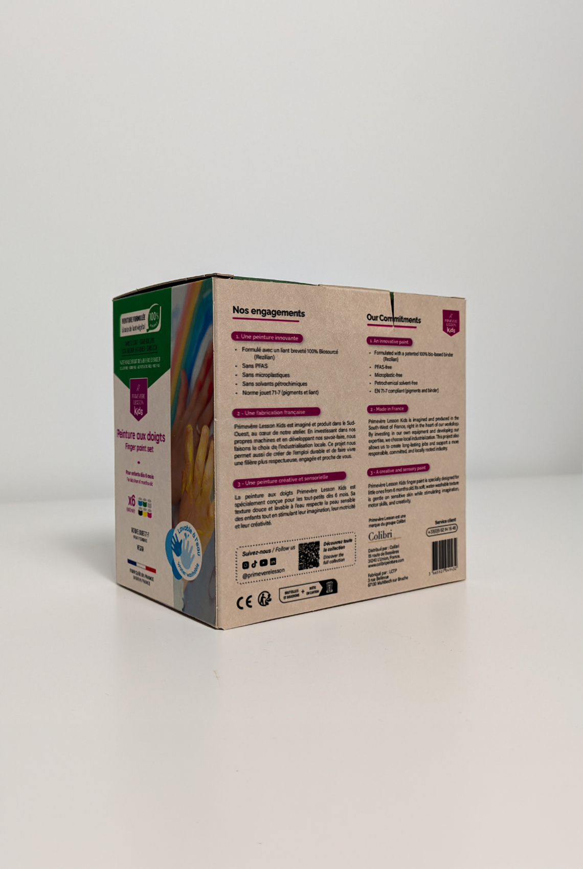 Coffret de 6 peintures aux doigts pour enfants - Primevère Lesson Kids