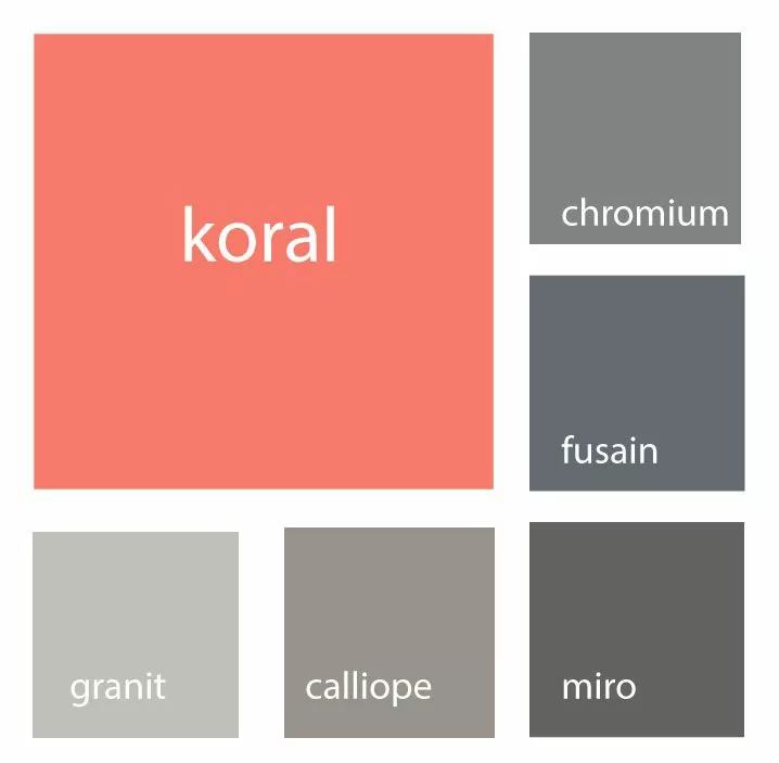 KORAL, teinte dynamique, gaie et féminine. En accord avec les gris